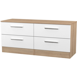 Crowndale Contrast 4 Drawer White Matt and Bardolino Oak Bed Box Ready Assembled - White Matt & Bardolino Oak - Wilko - thumbnail 5