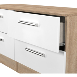 Crowndale Contrast 4 Drawer White Matt and Bardolino Oak Bed Box Ready Assembled - White Matt & Bardolino Oak - Wilko - thumbnail 7