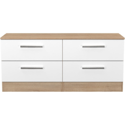 Crowndale Contrast 4 Drawer White Matt and Bardolino Oak Bed Box Ready Assembled - White Matt & Bardolino Oak - Wilko - thumbnail 3