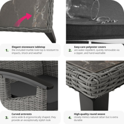 tectake Tarent Rosarno 4 Seater Rattan Garden Dining Set Grey - Wilko - thumbnail 6