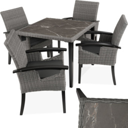 tectake Tarent Rosarno 4 Seater Rattan Garden Dining Set Grey - Wilko - thumbnail 3