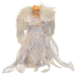 Samuel Alexander White and Silver Fairy Angel Christmas Tree Topper 30cm - Size: 30 x 20 x 9cm - Wilko
