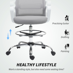 Portland Grey Draughtsman Mesh Ergonomic Drafting Office Chair - Size: 123 x 58 x 58cm - Wilko - thumbnail 5