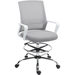 Portland Grey Draughtsman Mesh Ergonomic Drafting Office Chair - Size: 123 x 58 x 58cm - Wilko - thumbnail 3