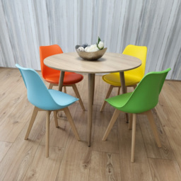 Kosy Koala 4 Seater Round Plastic Wooden Dining Set Multicolour - Beige - Wilko - thumbnail 6
