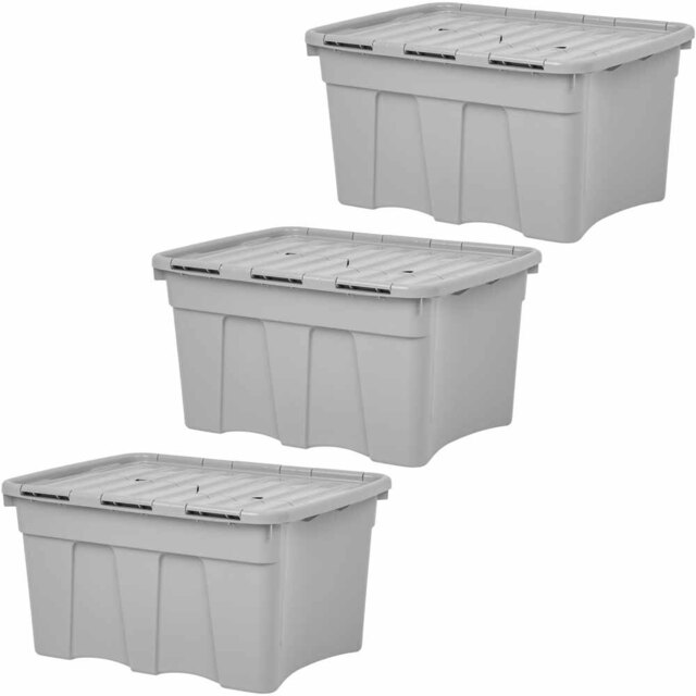 Wham 54L Grey Upcycle Crocodile Storage Box with Lid 3 Pack - Wilko - image 1