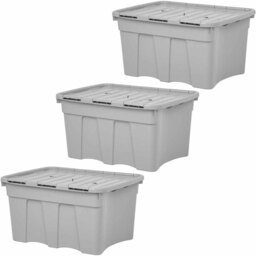 Wham 54L Grey Upcycle Crocodile Storage Box with Lid 3 Pack - Wilko - thumbnail 1