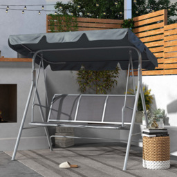 Outsunny 3 Seater Dark Grey Metal Garden Swing with Canopy - Wilko - thumbnail 4