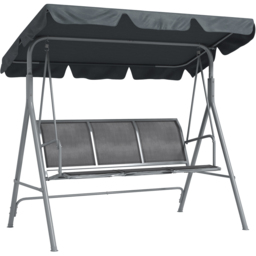 Outsunny 3 Seater Dark Grey Metal Garden Swing with Canopy - Wilko - thumbnail 3