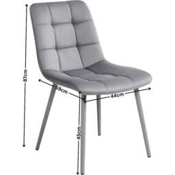 Portland Kosy Koala 6 Seater Modern Velvet Glass Dining Set Grey - Wilko - thumbnail 6