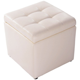 Costway White Pouffe Foldable Storage Ottoman - Size: 40 x 40 x 40cm - Wilko - thumbnail 3