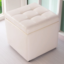 Costway White Pouffe Foldable Storage Ottoman - Size: 40 x 40 x 40cm - Wilko - thumbnail 1