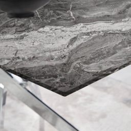Furniturebox Tavalo 6 Seater Glass Dining Table Marble Effect and Silver - Grey - Wilko - thumbnail 4