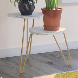 Novogratz Athena 3-Tier White Marble Effect Plant Stand - Size: 63 x 55 x 52cm - Wilko - thumbnail 1