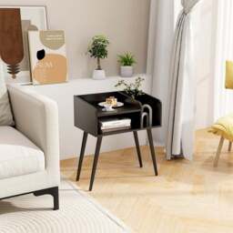 Costway Mid Century Black 2 Tier Nightstand Set of 2 - Size: 2 Shelf - Wilko - thumbnail 4