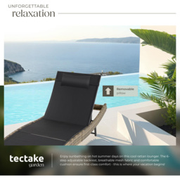 tectake Moana Natural 6 Level Sun Lounger with Removable Pillow - Size: 94 x 69 x 211cm - Brown - Wilko - thumbnail 5
