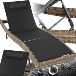 tectake Moana Natural 6 Level Sun Lounger with Removable Pillow - Size: 94 x 69 x 211cm - Brown - Wilko - thumbnail 3