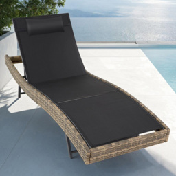 tectake Moana Natural 6 Level Sun Lounger with Removable Pillow - Size: 94 x 69 x 211cm - Brown - Wilko