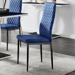 Furniturebox Lucia Valera 4 Seater Dining Set Black Gloss and Navy - Blue - Wilko - thumbnail 4