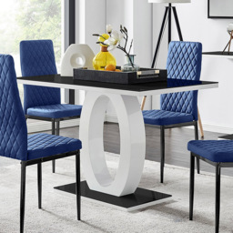 Furniturebox Lucia Valera 4 Seater Dining Set Black Gloss and Navy - Blue - Wilko - thumbnail 3