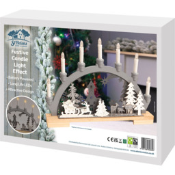 Xmas Haus Flickering LED Festive Candle - Size: 330 x 450 x 45cm - Grey - Wilko - thumbnail 6