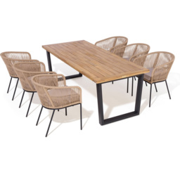 Rowlinson Oslo 6 Seater Natural Dining Table Set 210cm - Brown - Wilko - thumbnail 4