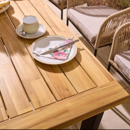 Rowlinson Oslo 6 Seater Natural Dining Table Set 210cm - Brown - Wilko - thumbnail 5