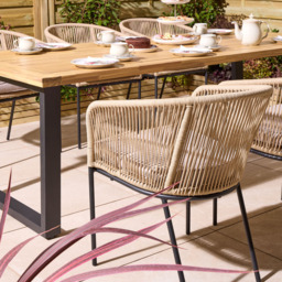 Rowlinson Oslo 6 Seater Natural Dining Table Set 210cm - Brown - Wilko - thumbnail 7