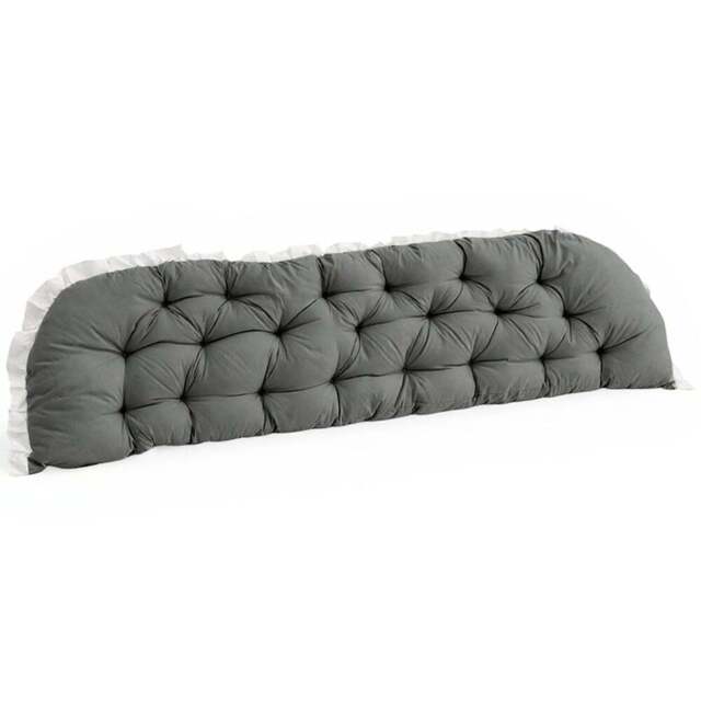 Living and Home Dark Grey Upholstered Ruffle Soft Headboard Pillow 75 x 180cm - Size: 50 x 180 x 10cm - Wilko - image 1