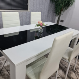 Kosy Koala 4 Seater Faux Leather Dining Set Black and White - White Black - Portland - Wilko - thumbnail 4
