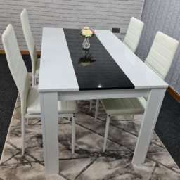 Kosy Koala 4 Seater Faux Leather Dining Set Black and White - White Black - Portland - Wilko