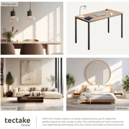 tectake Vanport Oak Sonoma Office Desk with Plastic Feet - Brown - Wilko - thumbnail 6
