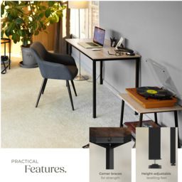 tectake Vanport Oak Sonoma Office Desk with Plastic Feet - Brown - Wilko - thumbnail 5