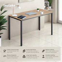 tectake Vanport Oak Sonoma Office Desk with Plastic Feet - Brown - Wilko - thumbnail 7
