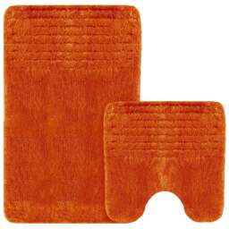 Velosso Linear Orange Bath Mat Set - Size: 50 x 80 x 1cm - Wilko - thumbnail 1