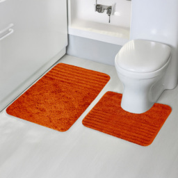 Velosso Linear Orange Bath Mat Set - Size: 50 x 80 x 1cm - Wilko - thumbnail 3