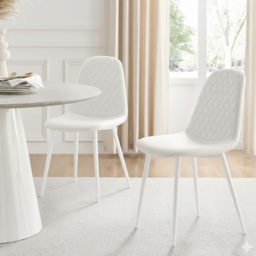 Kosy Koala 4 Seater Faux Leather Black Glass Dining Table Set White - Wilko - thumbnail 4