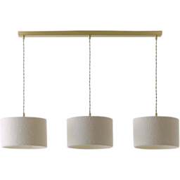 ValueLights Reni Cream Boucle Drum Shade 3 Drop Bar Gold Diner LED Ceiling Light - Size: 123.5 x 98 x 25cm - Black - Wilko - thumbnail 1