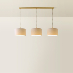 ValueLights Reni Cream Boucle Drum Shade 3 Drop Bar Gold Diner LED Ceiling Light - Size: 123.5 x 98 x 25cm - Black - Wilko - thumbnail 6
