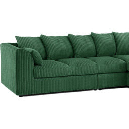 Luxor 4 Seater Green Jumbo Cord Right Hand Facing Scatter Back L Shaped Corner Sofa Set - Wilko - thumbnail 5
