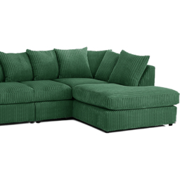 Luxor 4 Seater Green Jumbo Cord Right Hand Facing Scatter Back L Shaped Corner Sofa Set - Wilko - thumbnail 4