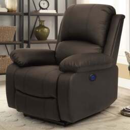 Comfy Living Brown PU Leather Electric Recliner Chair - Size: Single - Wilko - thumbnail 1