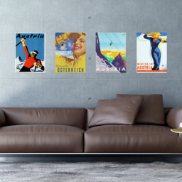 Wee Blue Coo Austria Travel Winter Sport Snow Alps Wall Art Print 30 x 41cm 4 Pack - Size: 40.5 x 30.5 x 0.3cm - Multi - Wilko - thumbnail 3