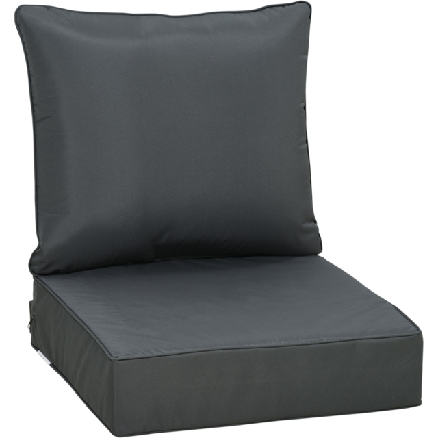 Outsunny Black Seat and Back Garden Chair Cushion Set - Size: 2 Piece - Grey - Wilko