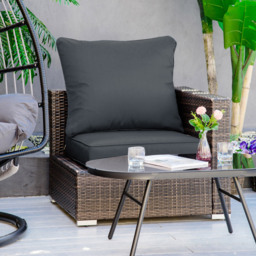 Outsunny Black Seat and Back Garden Chair Cushion Set - Size: 2 Piece - Grey - Wilko - thumbnail 3