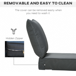 Outsunny Black Seat and Back Garden Chair Cushion Set - Size: 2 Piece - Grey - Wilko - thumbnail 7