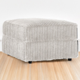 Luxor Silver Jumbo Cord Footstool - Size: 45 x 55 x 55cm - Wilko