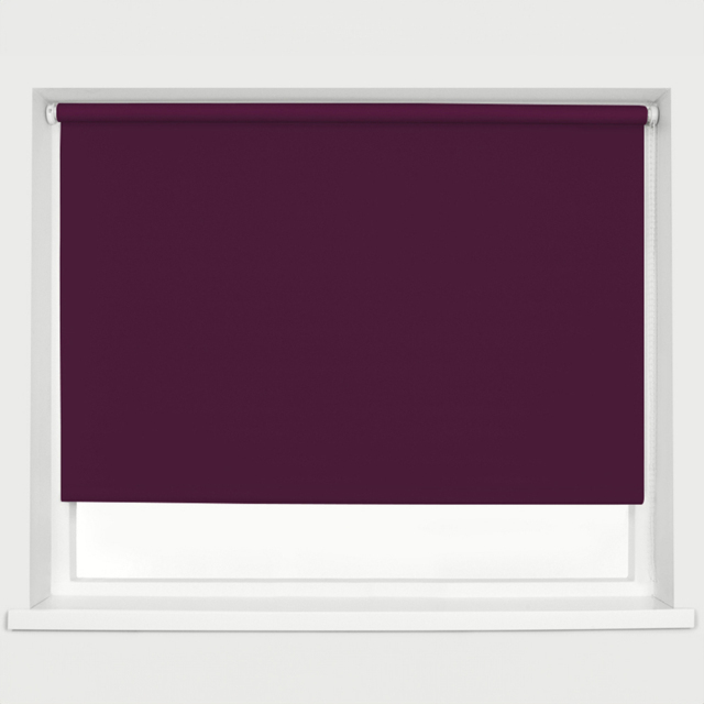 Caecus Blackout Roller Blinds Aubergine 90cm x 120cm - Purple - Wilko - image 1
