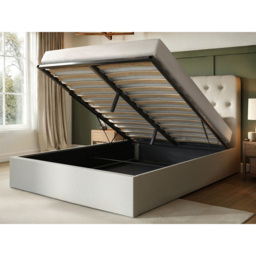 Flair Marley Double Beige Woven Fabric Ottoman Bed with Buttoned Headboard - Cream - Wilko - thumbnail 7