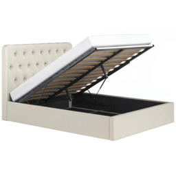 Flair Marley Double Beige Woven Fabric Ottoman Bed with Buttoned Headboard - Cream - Wilko - thumbnail 4